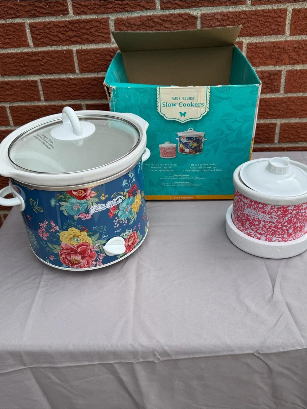 Pioneer Woman Fancy Flourish 4 Qt & Mini Slow Cooker 2 Pc Set Floral